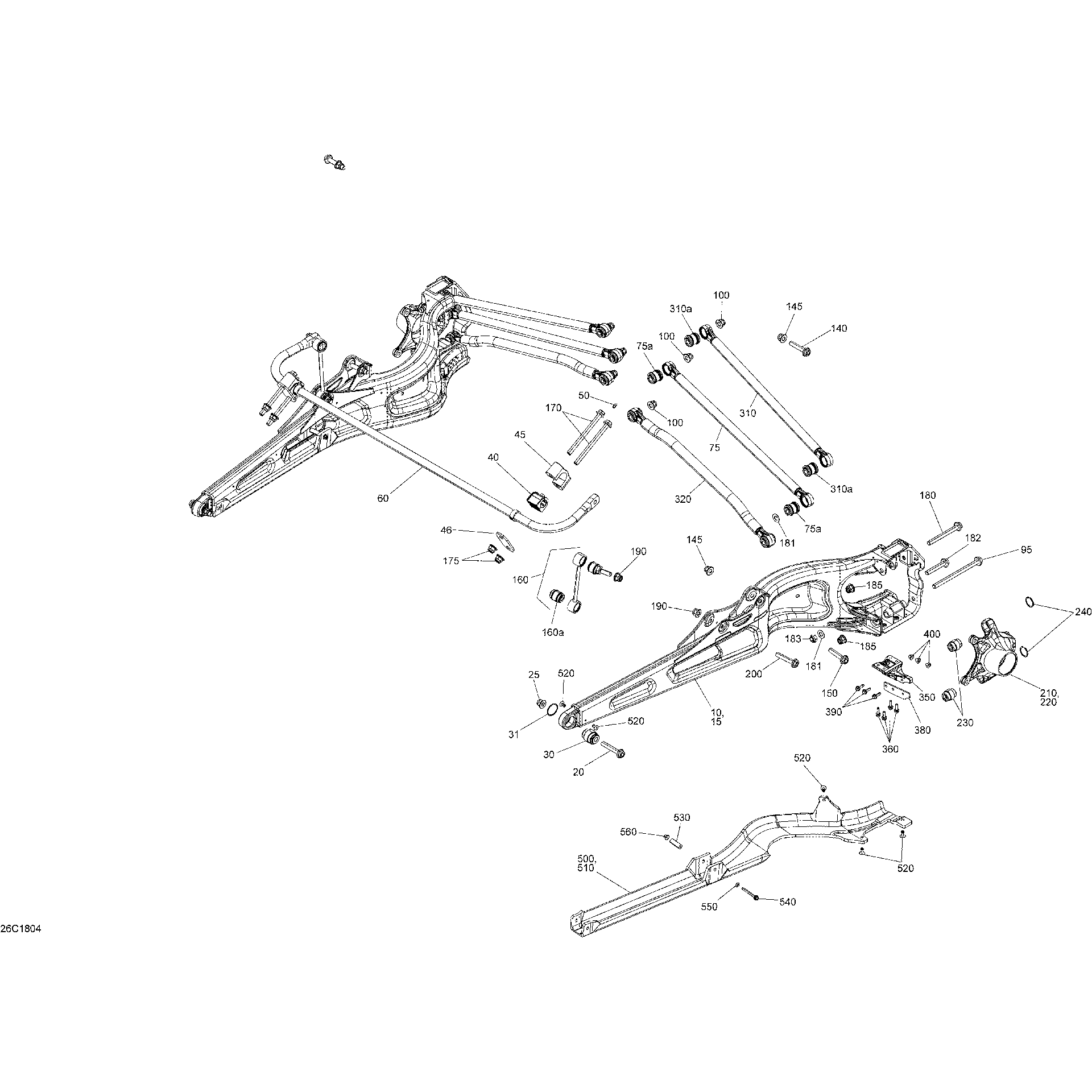 An Image of a Genuine Can-Am Parts Schematic Diagram showing the schematic - REAR SUSPENSION - PACKAGE STD