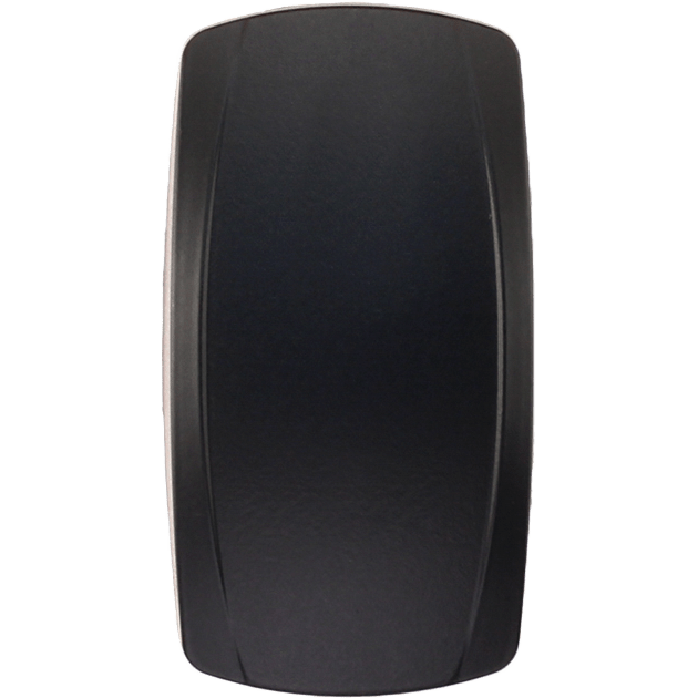 The Dash Switch Rocker Face Blank by XTC Power is a black, rectangular device with curved edges and a smooth surface, displayed vertically against a white background.