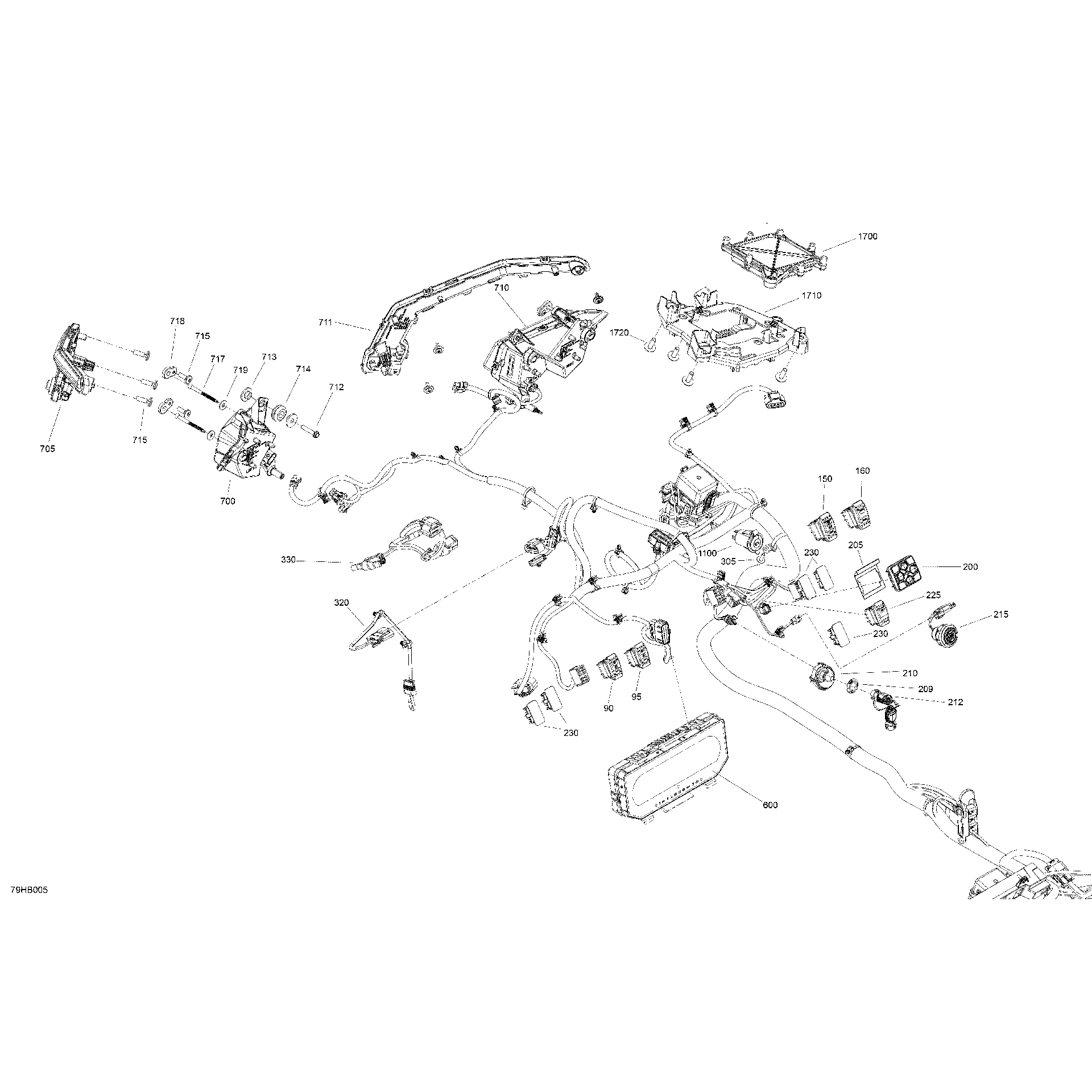 An Image of a Genuine Can-Am Parts Schematic Diagram showing the schematic - ELECTRIC - FRONT SECTION