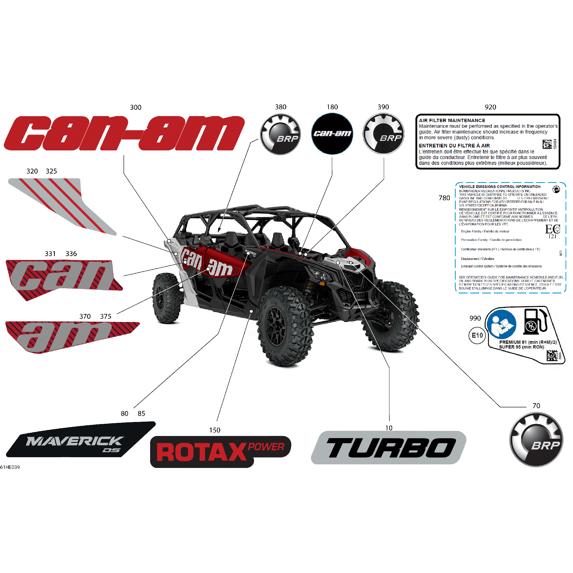 An Image of a Genuine Can-Am Parts Schematic Diagram showing the schematic - BODY - DECALS