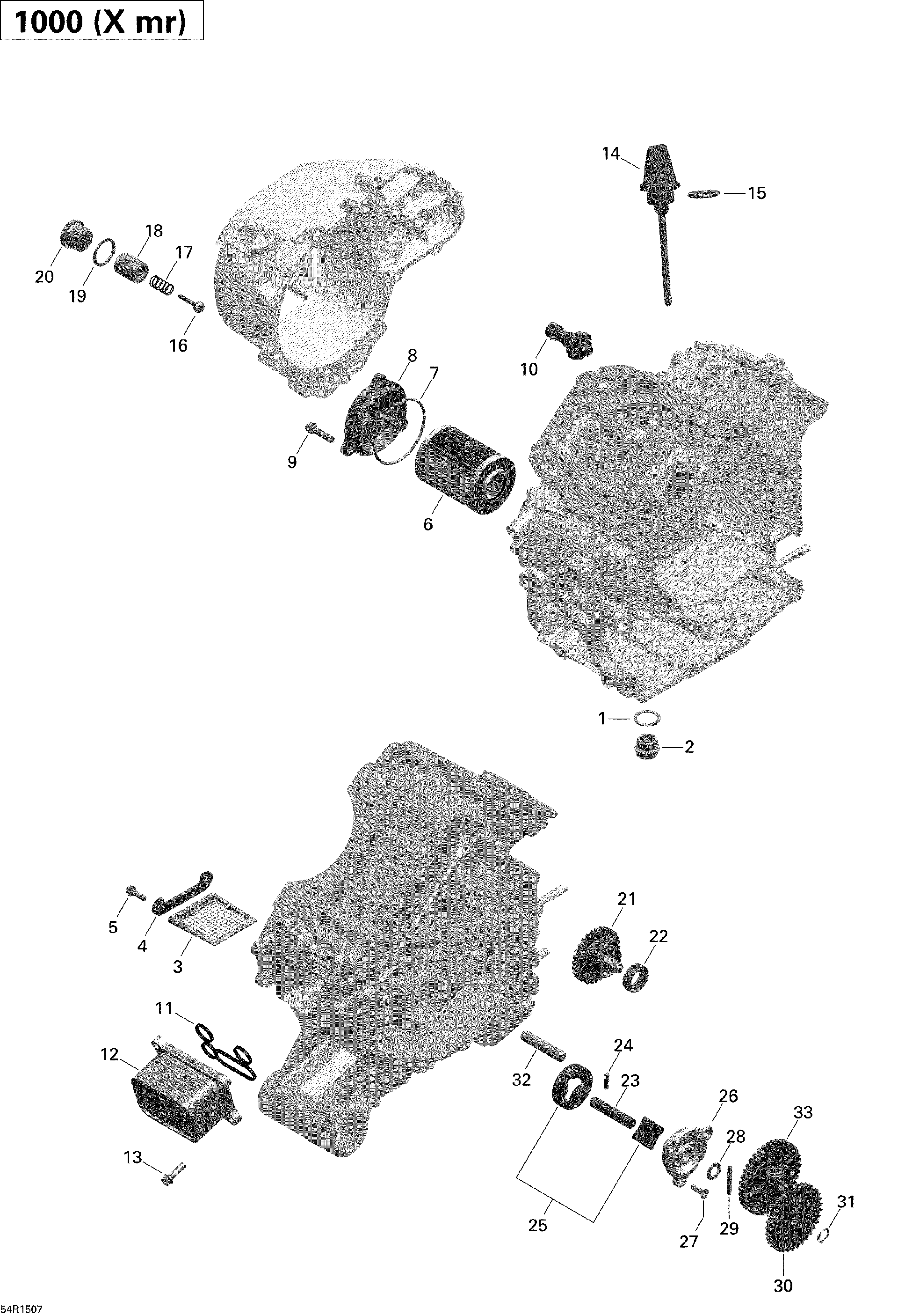 An Image of a Genuine Can-Am Parts Schematic Diagram showing the schematic - ENGINE LUBRICATION _54R1507