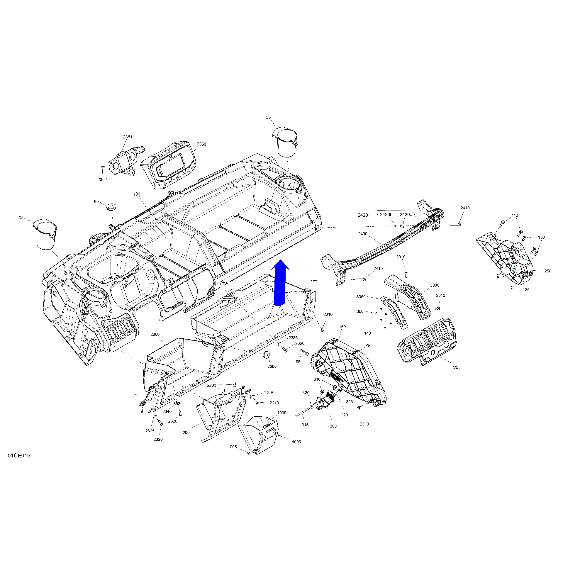 An Image of a Genuine Can-Am Parts Schematic Diagram showing the schematic - CAB INTERIOR - DASHBOARD