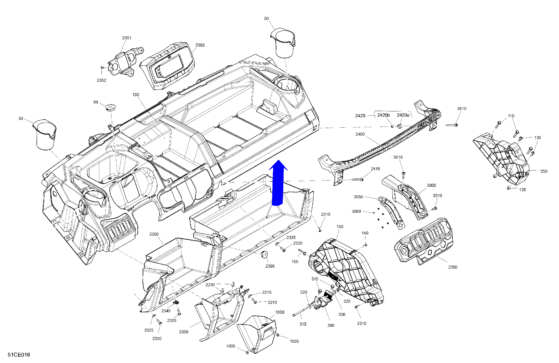 An Image of a Genuine Can-Am Parts Schematic Diagram showing the schematic - CAB INTERIOR - DASHBOARD
