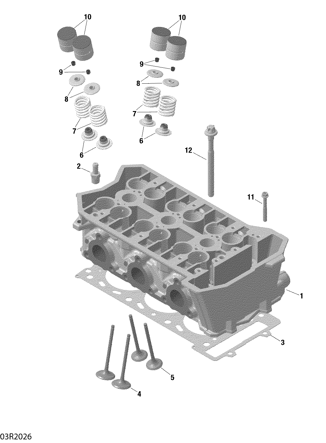 An Image of a Genuine Can-Am Parts Schematic Diagram showing the schematic - CYLINDER HEAD