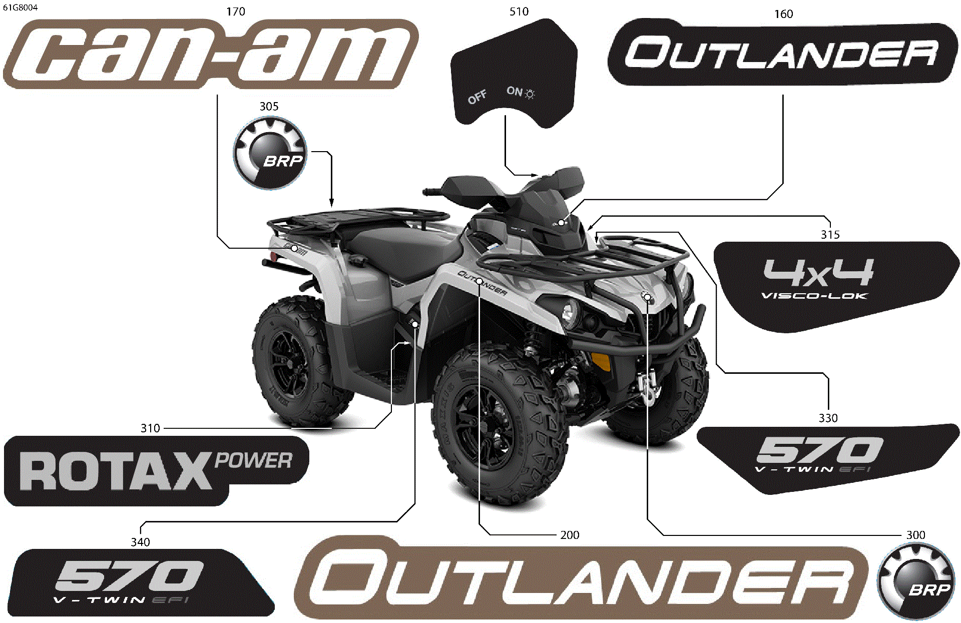An Image of a Genuine Can-Am Parts Schematic Diagram showing the schematic - BODY - FEATURE DECALS