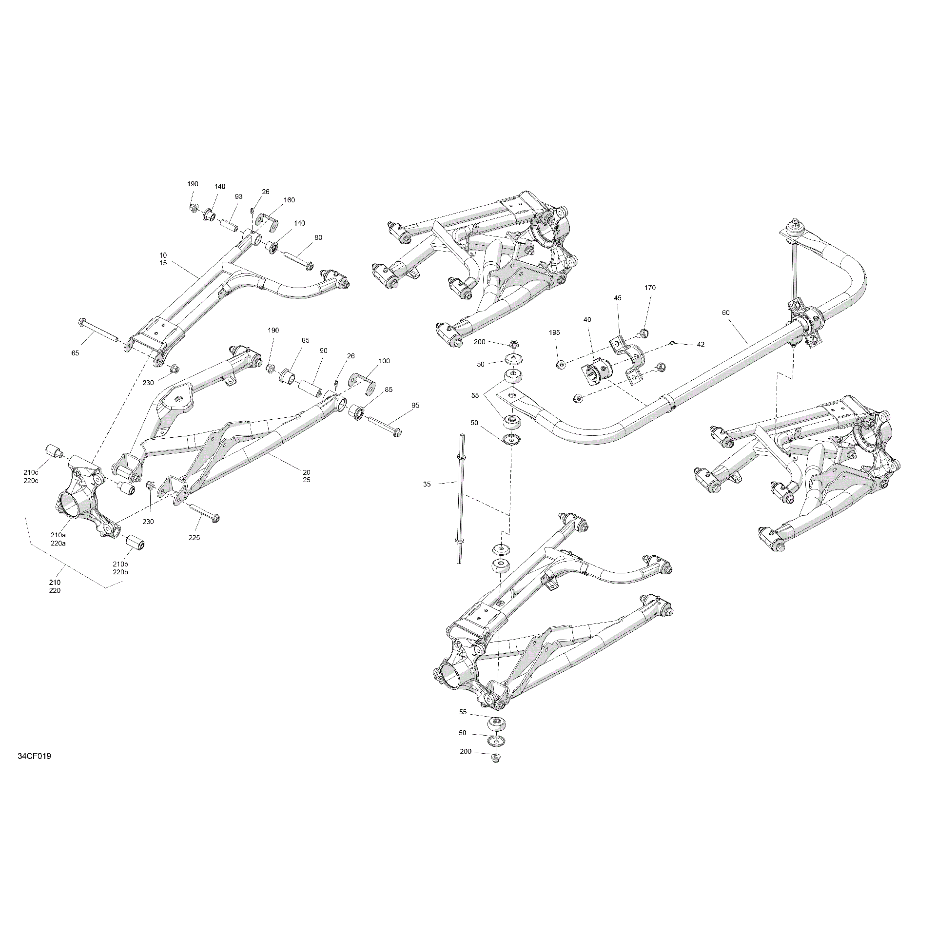 An Image of a Genuine Can-Am Parts Schematic Diagram showing the schematic - SUSPENSION - REAR COMPONENTS