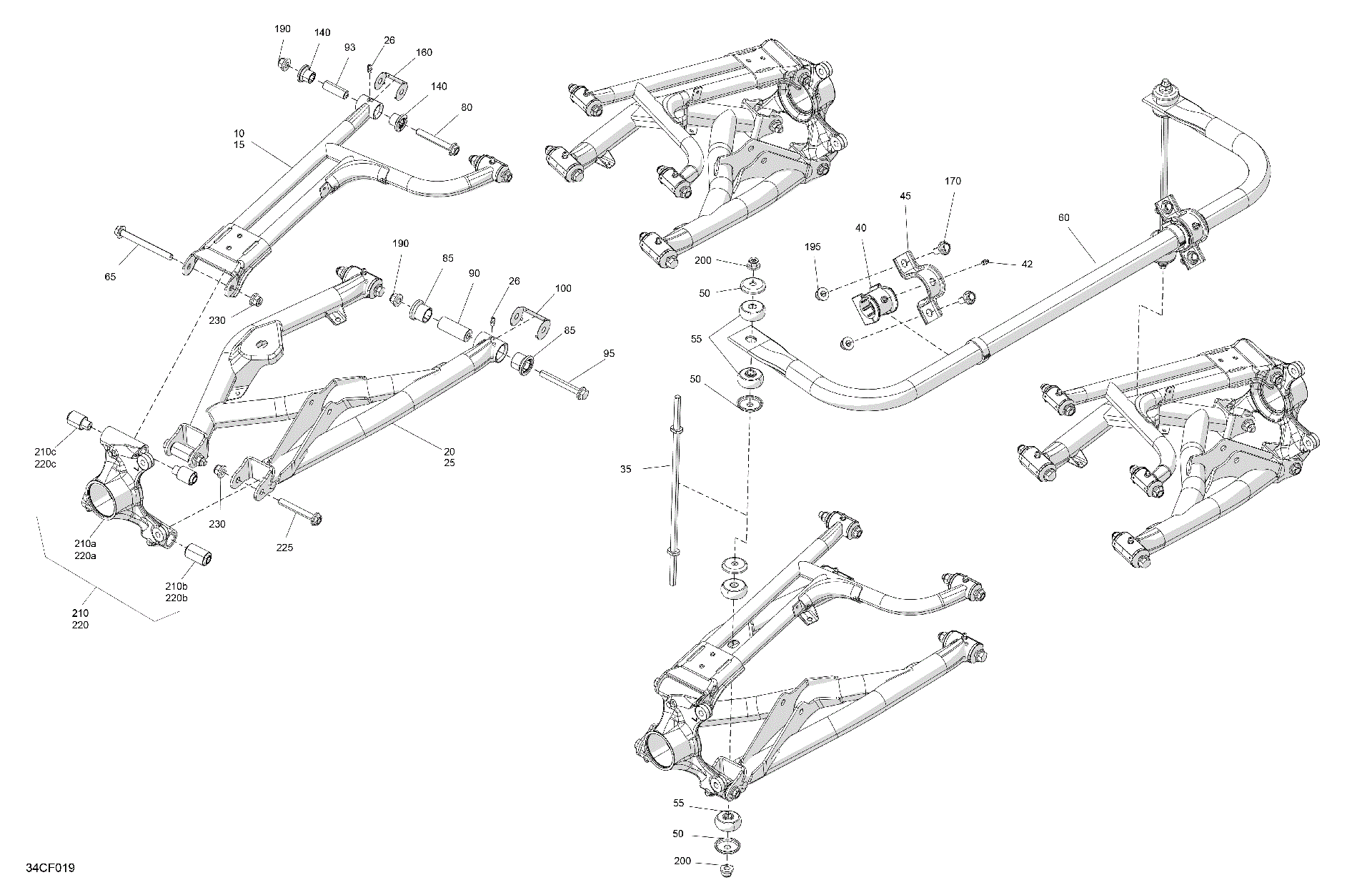 An Image of a Genuine Can-Am Parts Schematic Diagram showing the schematic - SUSPENSION - REAR COMPONENTS