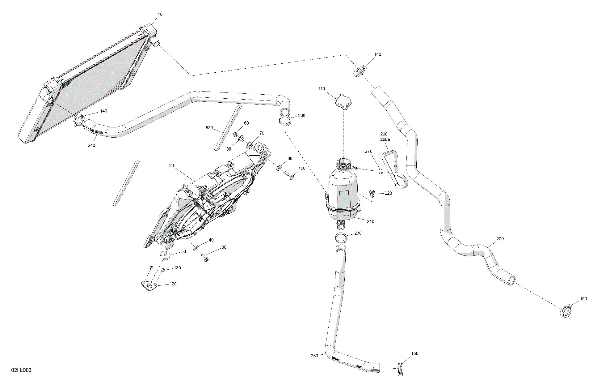An Image of a Genuine Can-Am Parts Schematic Diagram showing the schematic - ENGINE - COOLING
