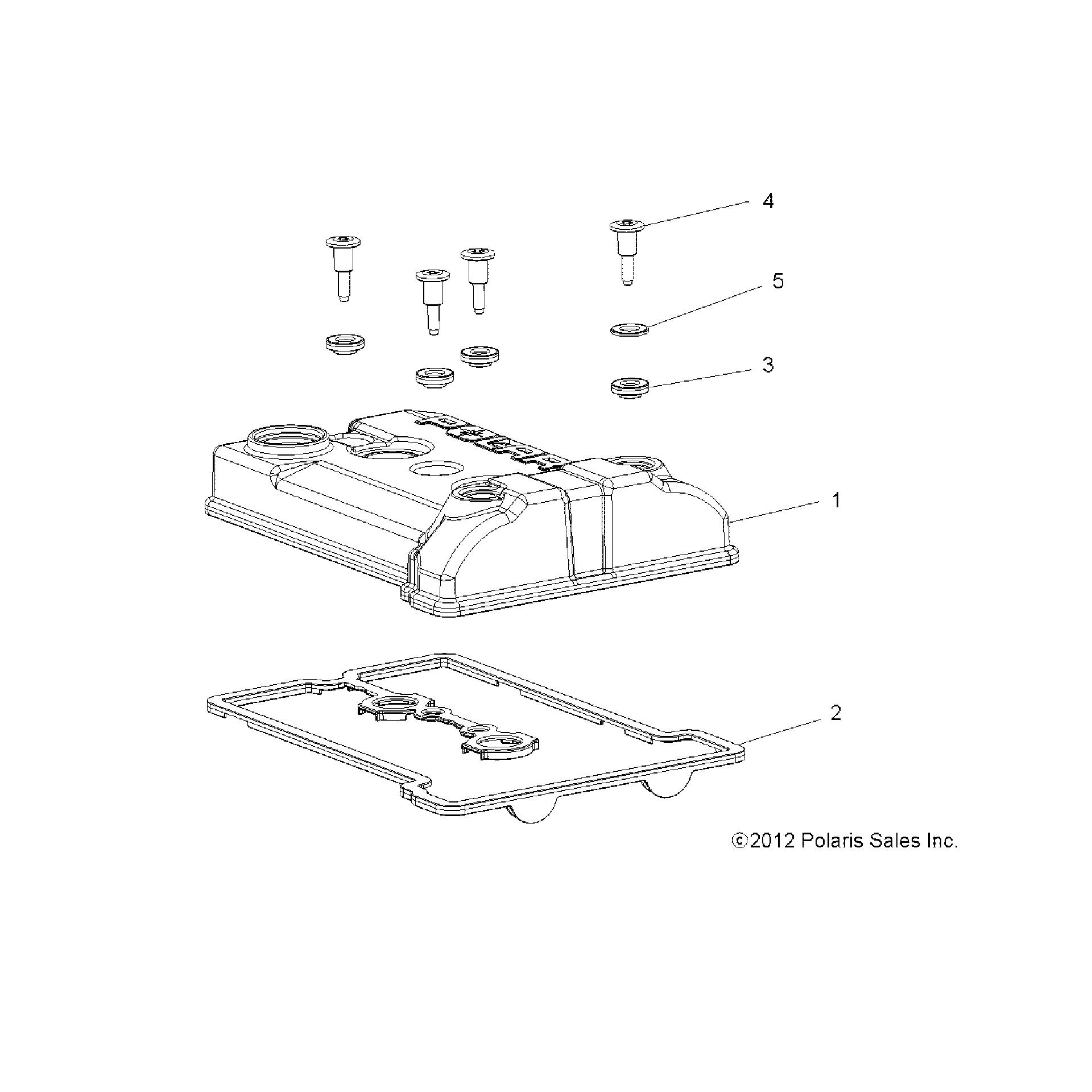 An Image of a Genuine Polaris Parts Schematic Diagram showing the schematic - ENGINE: VALVE COVER - 2018 POLARIS ACE 900 EPS XC