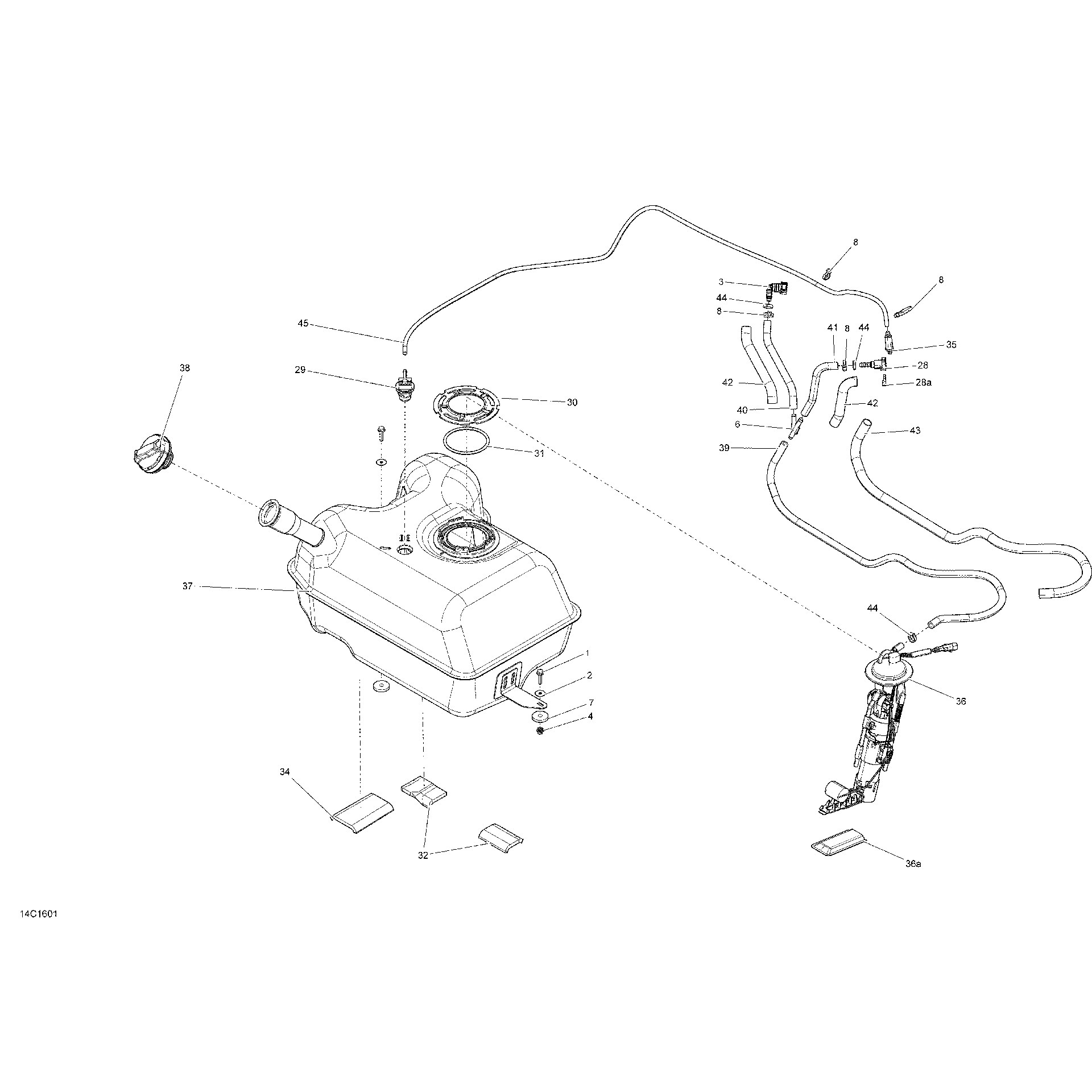 An Image of a Genuine Can-Am Parts Schematic Diagram showing the schematic - FUEL SYSTEM