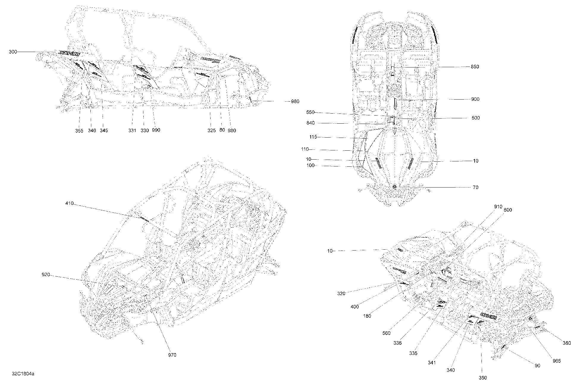 An Image of a Genuine Can-Am Parts Schematic Diagram showing the schematic - DECALS MAVERICK MAX - PACKAGE DPS