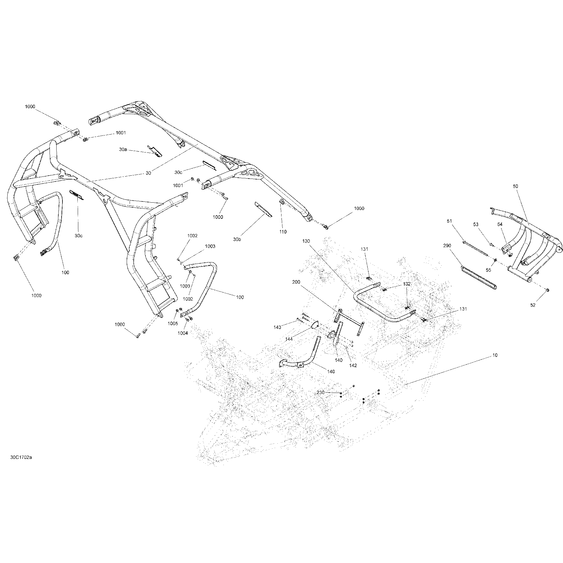 An Image of a Genuine Can-Am Parts Schematic Diagram showing the schematic - FRAME - ALL MODELS