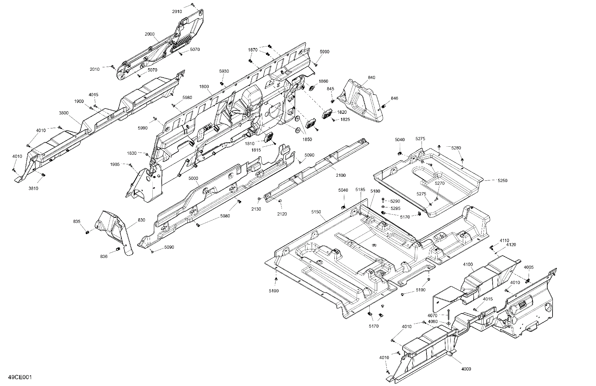 An Image of a Genuine Can-Am Parts Schematic Diagram showing the schematic - CAB INTERIOR - BACK WALL