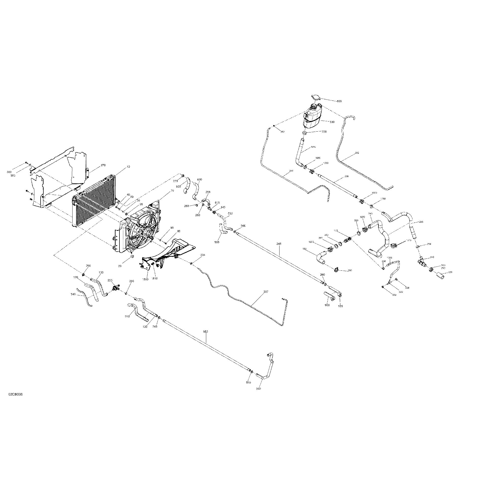 An Image of a Genuine Can-Am Parts Schematic Diagram showing the schematic - ENGINE - COOLING