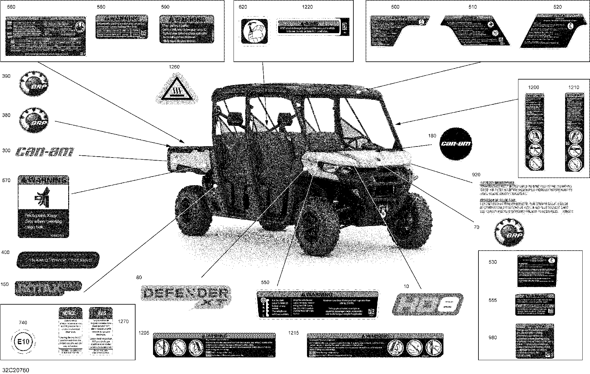An Image of a Genuine Can-Am Parts Schematic Diagram showing the schematic - DECALS - XT