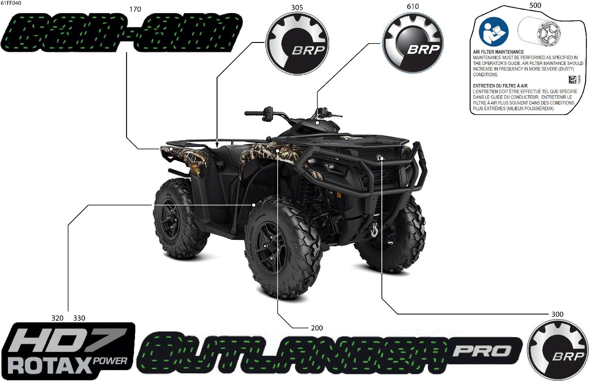 An Image of a Genuine Can-Am Parts Schematic Diagram showing the schematic - BODY - FEATURE DECALS