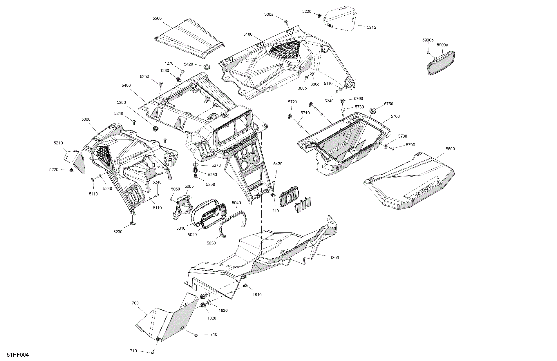 An Image of a Genuine Can-Am Parts Schematic Diagram showing the schematic - CAB INTERIOR - DASHBOARD