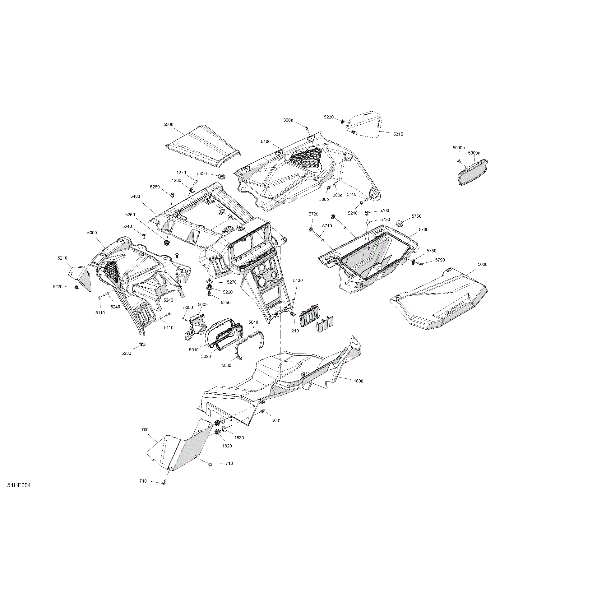An Image of a Genuine Can-Am Parts Schematic Diagram showing the schematic - CAB INTERIOR - DASHBOARD