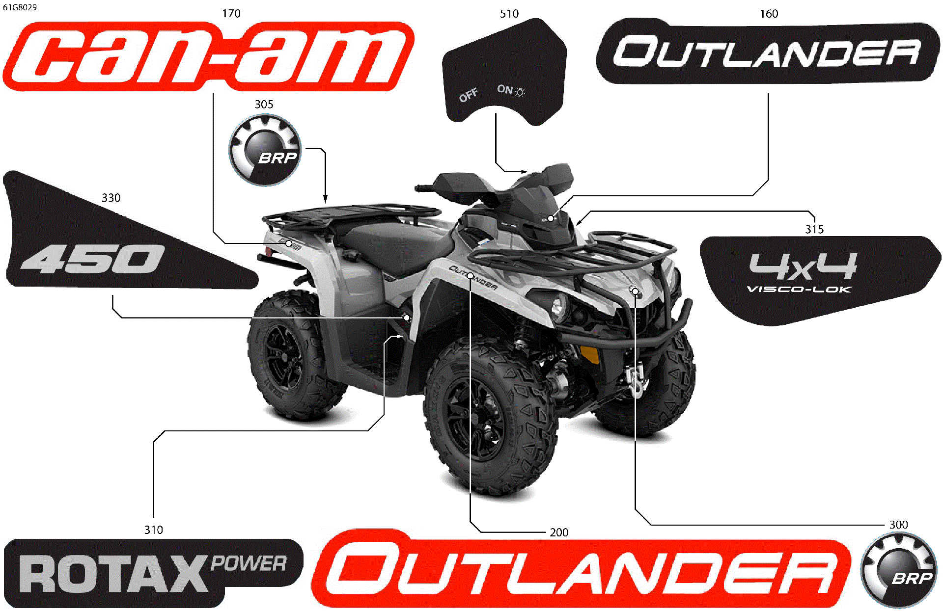 An Image of a Genuine Can-Am Parts Schematic Diagram showing the schematic - BODY - FEATURE DECALS