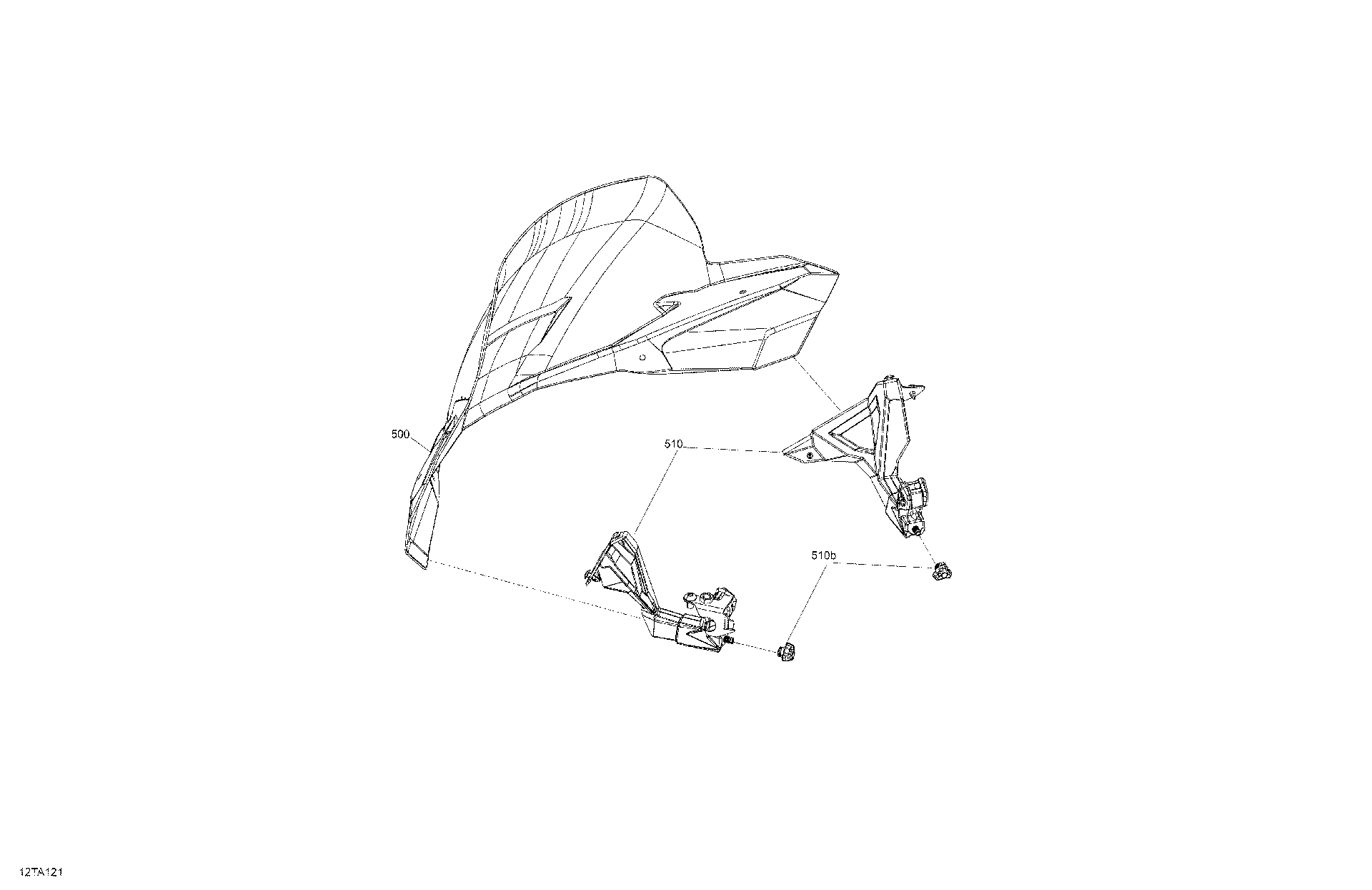 An Image of a Genuine Can-Am Parts Schematic Diagram showing the schematic - MECHANIC - WINDSHIELD - NORTH EDITION