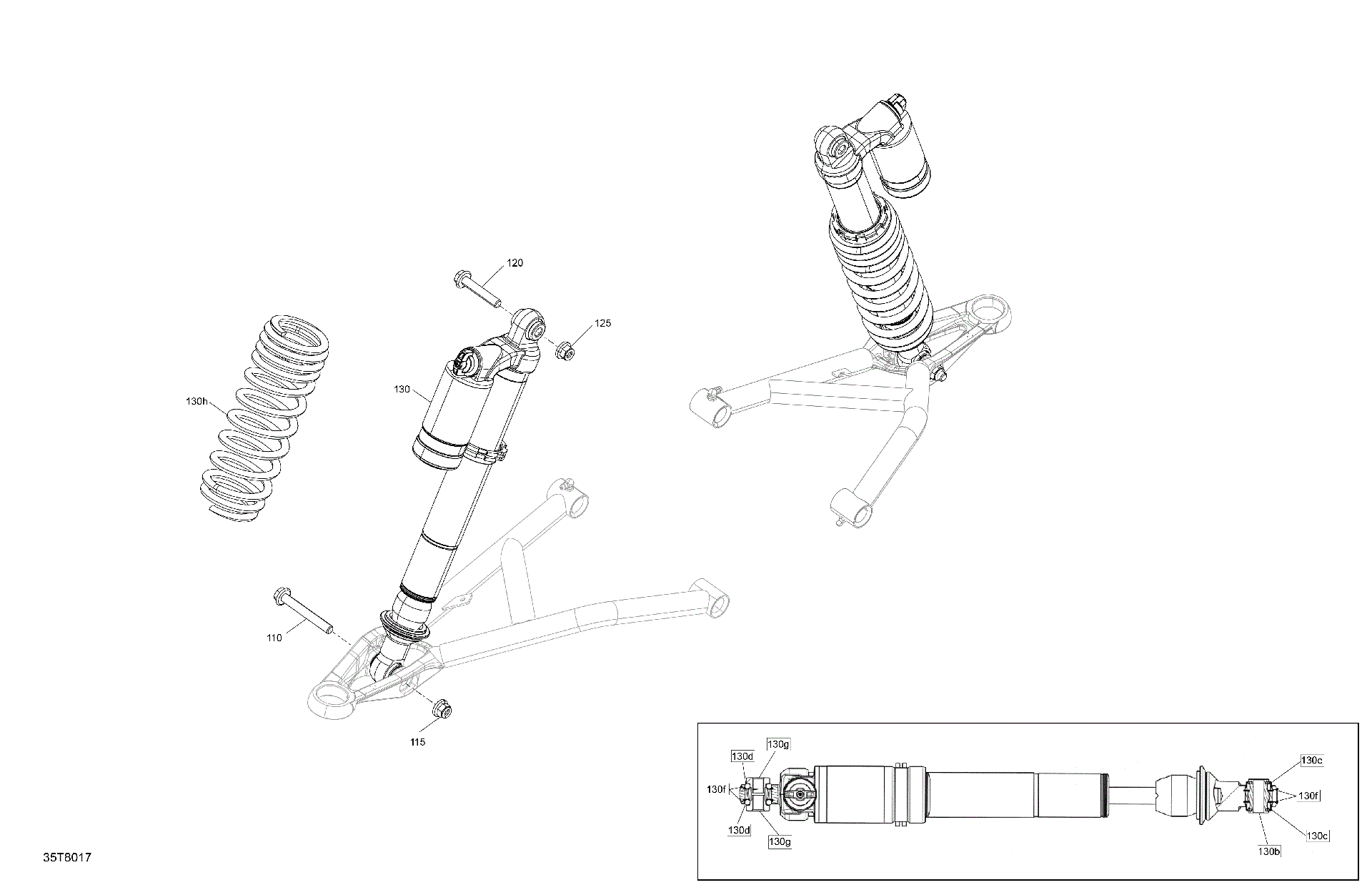 An Image of a Genuine Can-Am Parts Schematic Diagram showing the schematic - SUSPENSION - FRONT SHOCKS
