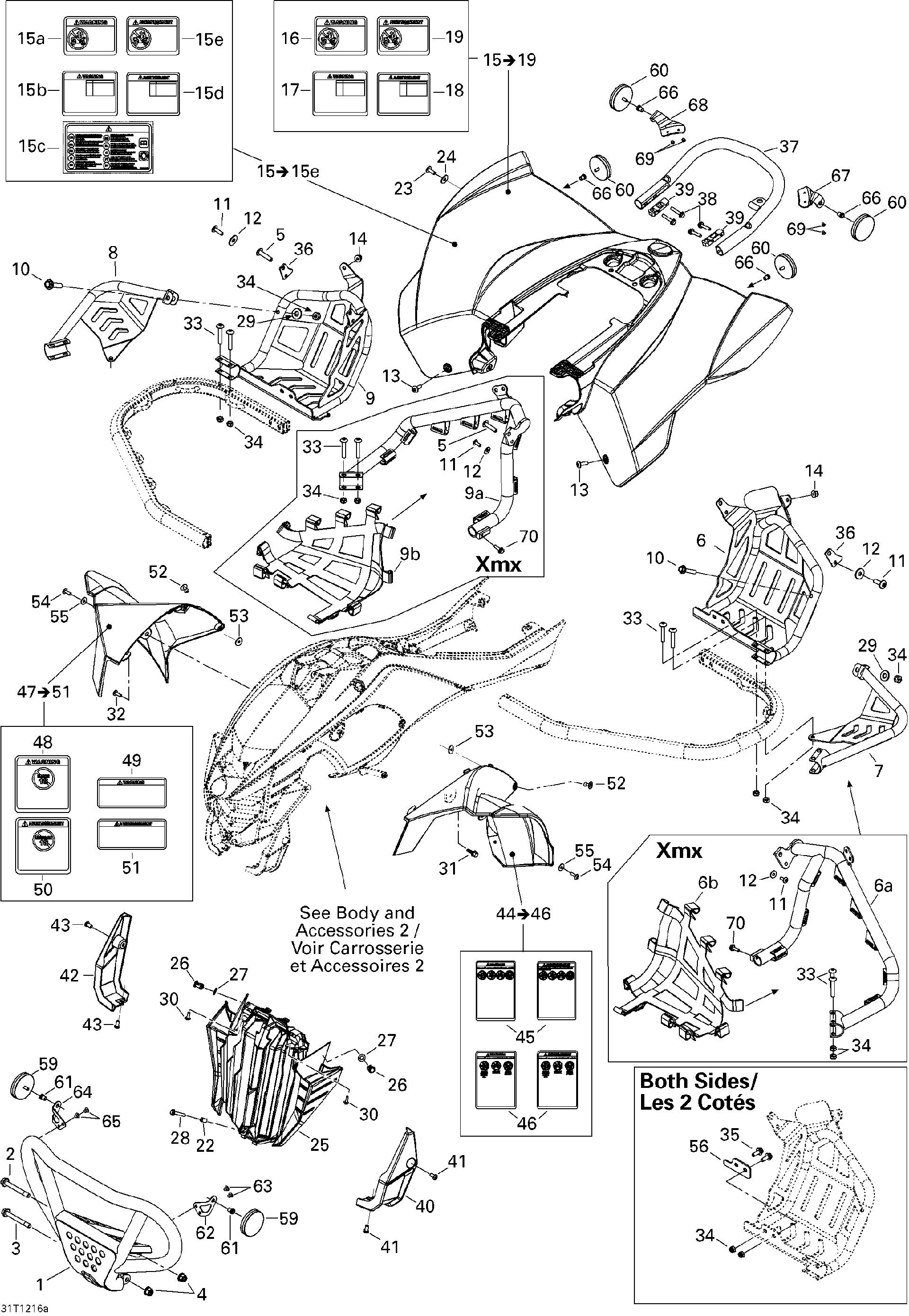 An Image of a Genuine Can-Am Parts Schematic Diagram showing the schematic - BODY AND ACCESSORIES 1