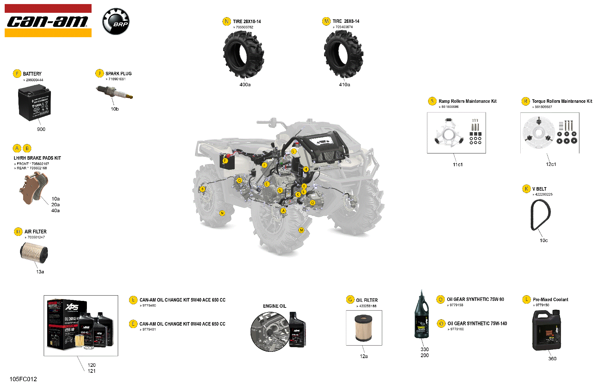 An Image of a Genuine Can-Am Parts Schematic Diagram showing the schematic - SERVICE - MAINTENANCE PARTS & FLUIDS