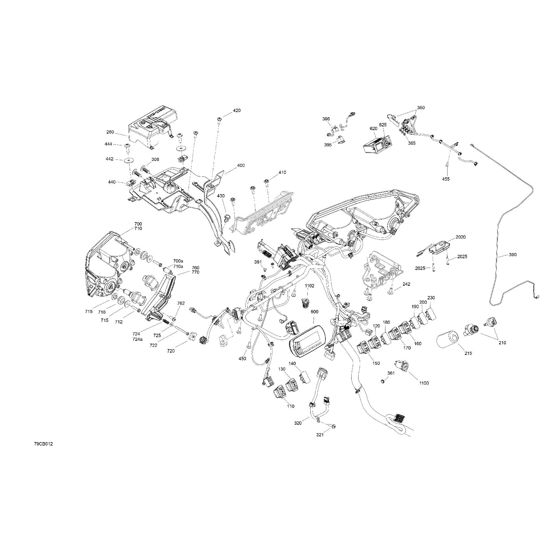 An Image of a Genuine Can-Am Parts Schematic Diagram showing the schematic - ELECTRIC - FRONT SECTION
