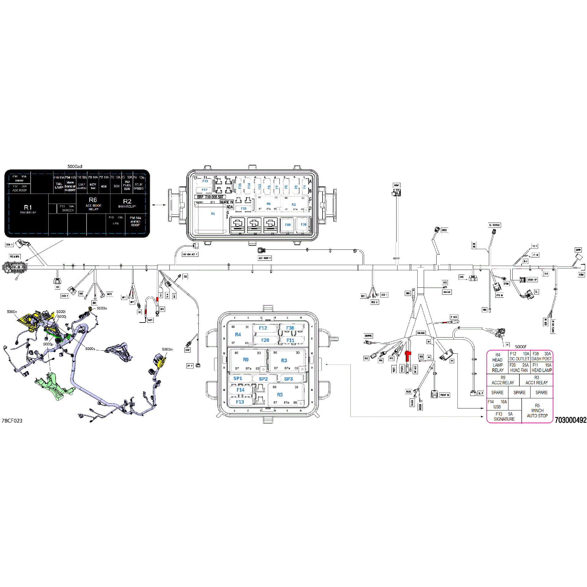An Image of a Genuine Can-Am Parts Schematic Diagram showing the schematic - ELECTRIC - MAIN HARNESS - 710010178