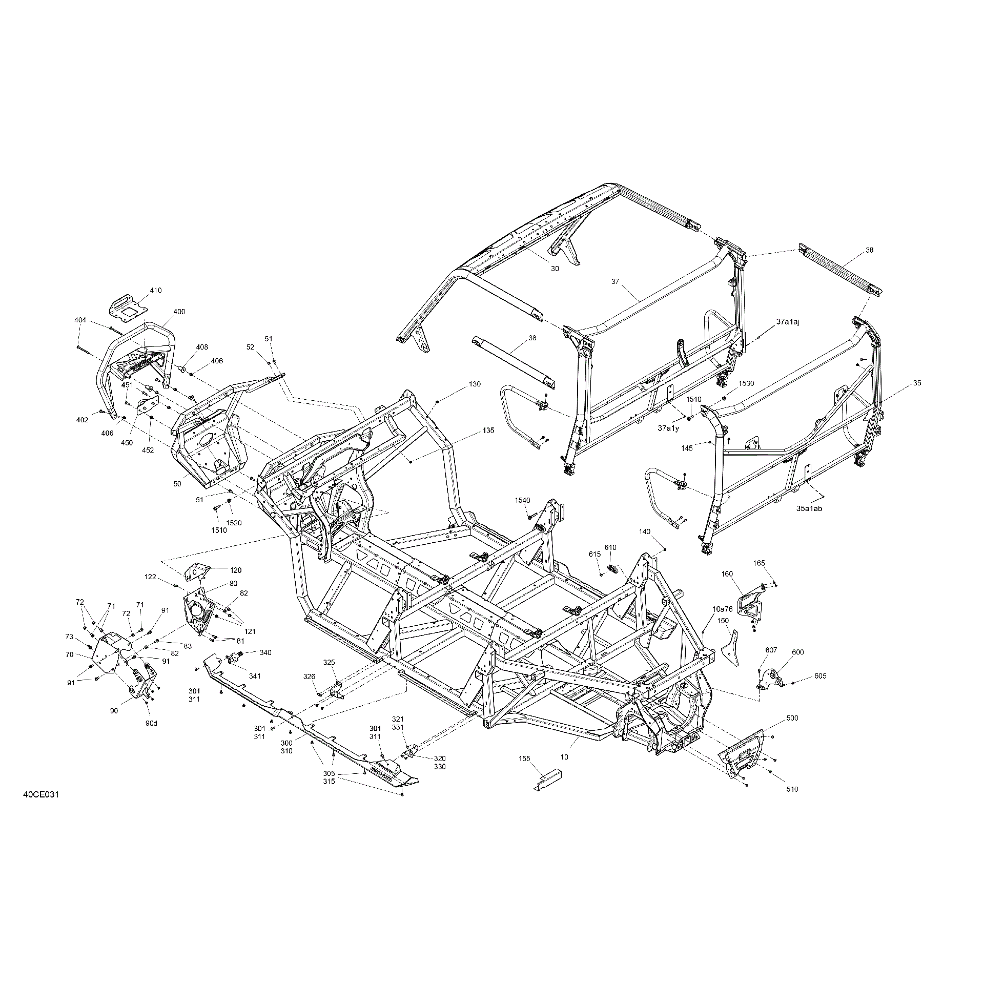An Image of a Genuine Can-Am Parts Schematic Diagram showing the schematic - FRAME - SYSTEM