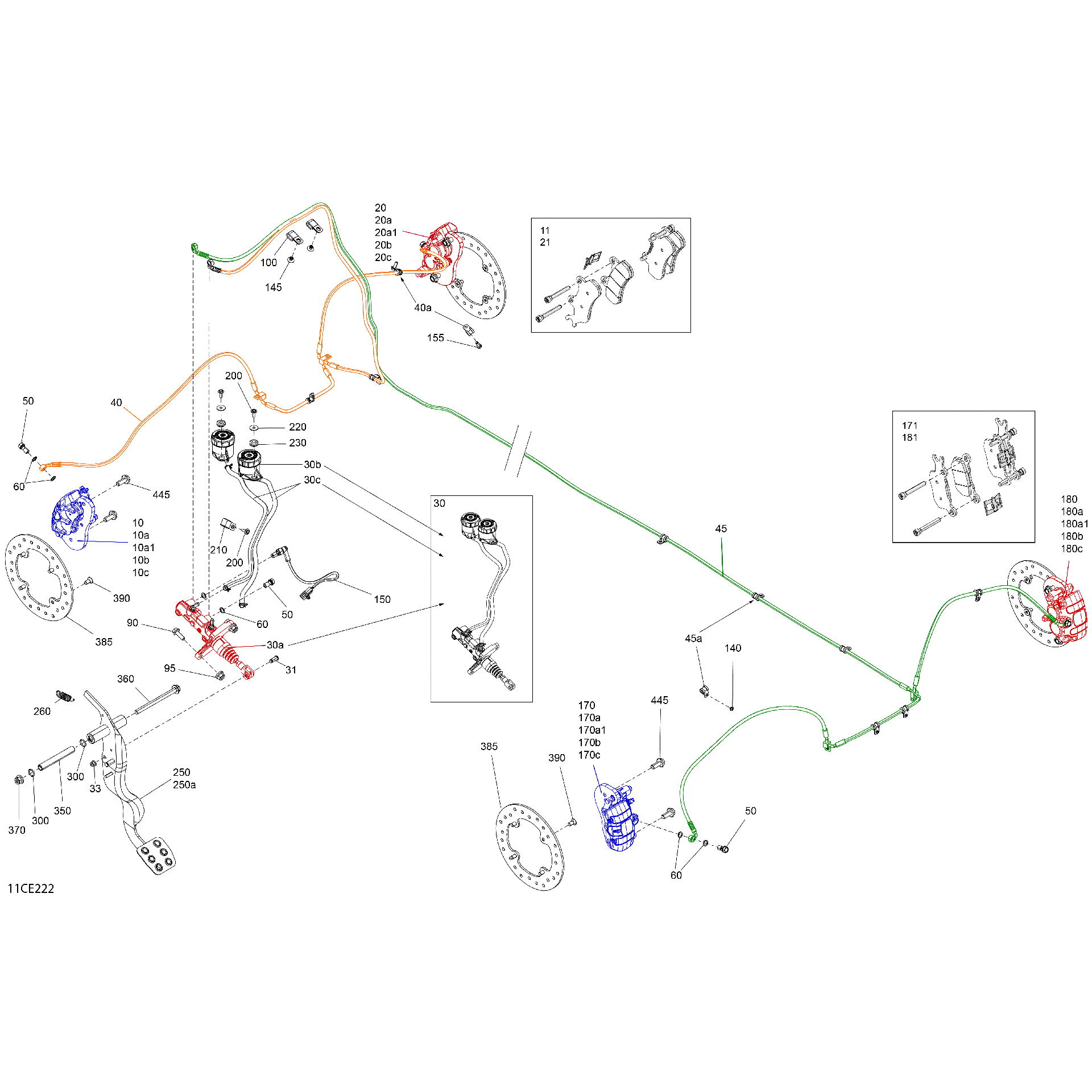 An Image of a Genuine Can-Am Parts Schematic Diagram showing the schematic - MECHANIC - BRAKE SYSTEM