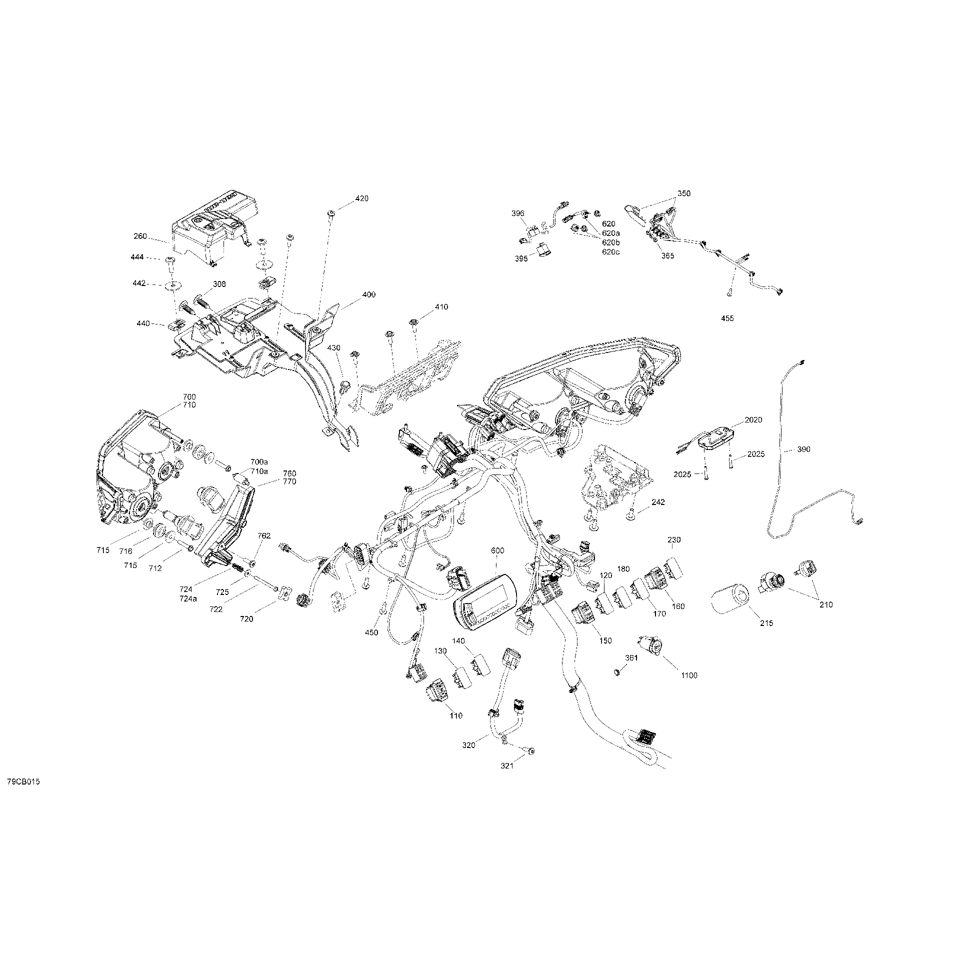 An Image of a Genuine Can-Am Parts Schematic Diagram showing the schematic - ELECTRIC - FRONT SECTION