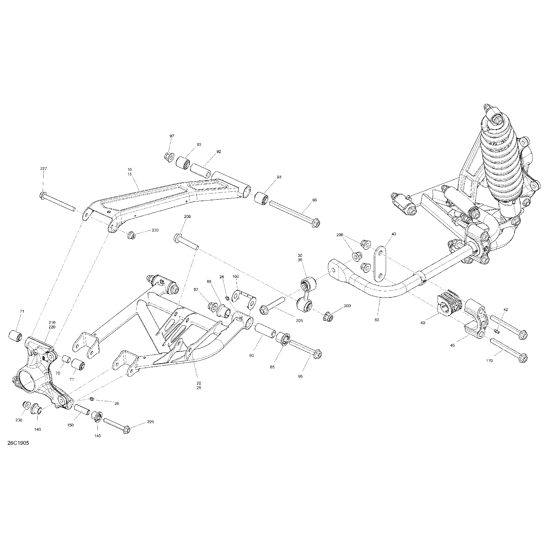 An Image of a Genuine Can-Am Parts Schematic Diagram showing the schematic - REAR SUSPENSION