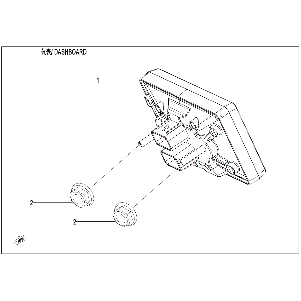 An Image of a Genuine CFMOTO Parts Schematic Diagram showing the schematic - DASHBOARD - 2024 CFMOTO ZFORCE 950 HO EX