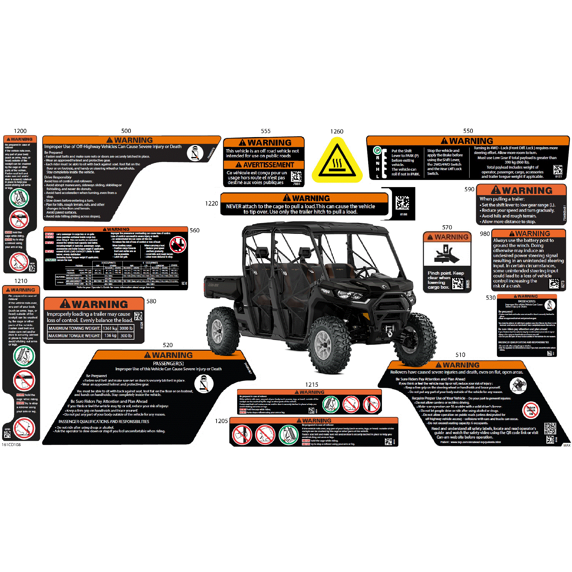 An Image of a Genuine Can-Am Parts Schematic Diagram showing the schematic - BODY - WARNING DECALS