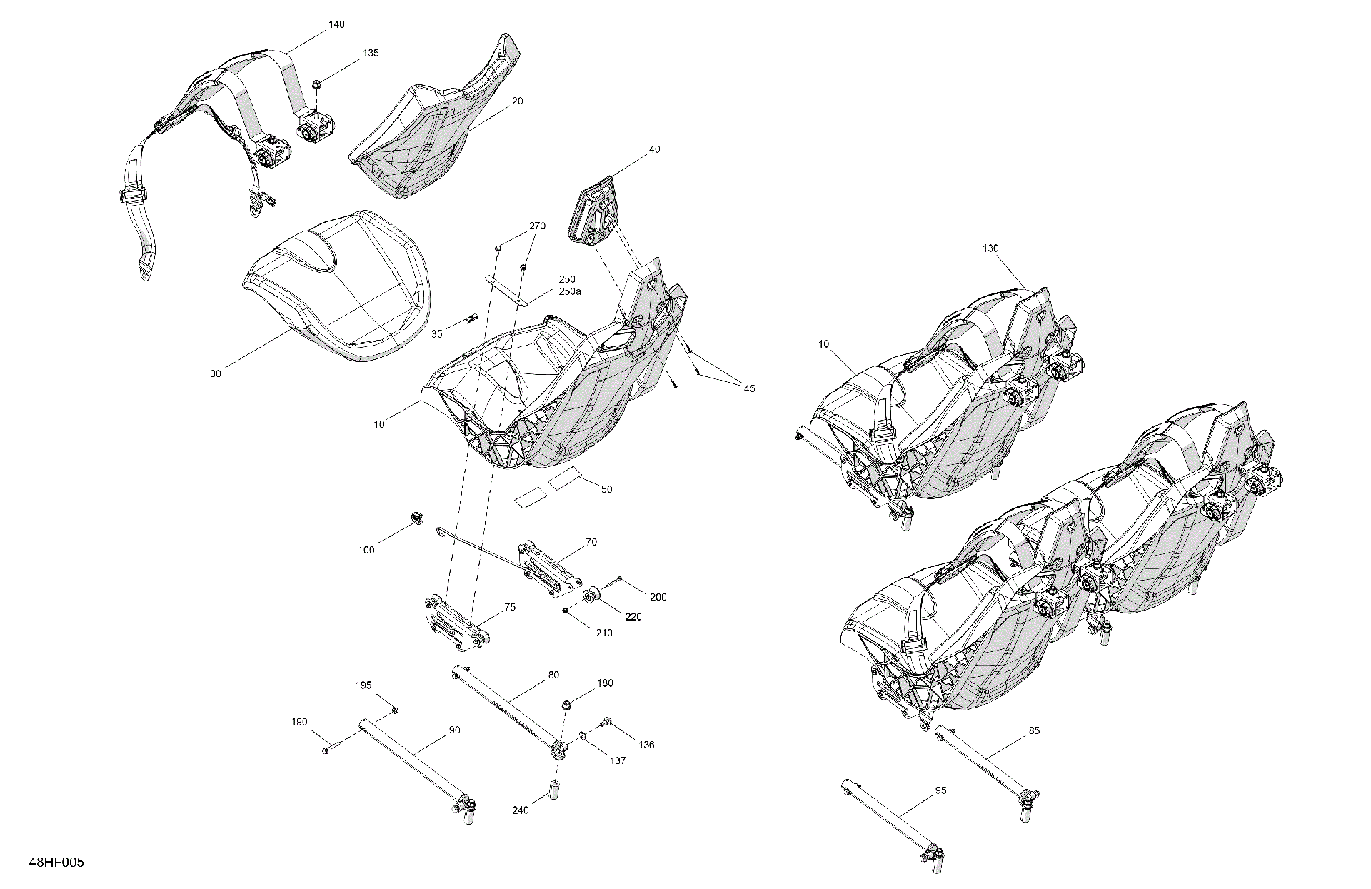 An Image of a Genuine Can-Am Parts Schematic Diagram showing the schematic - BODY - SEAT