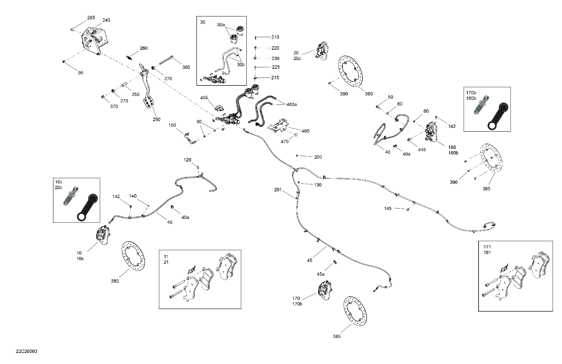 An Image of a Genuine Can-Am Parts Schematic Diagram showing the schematic - BRAKES