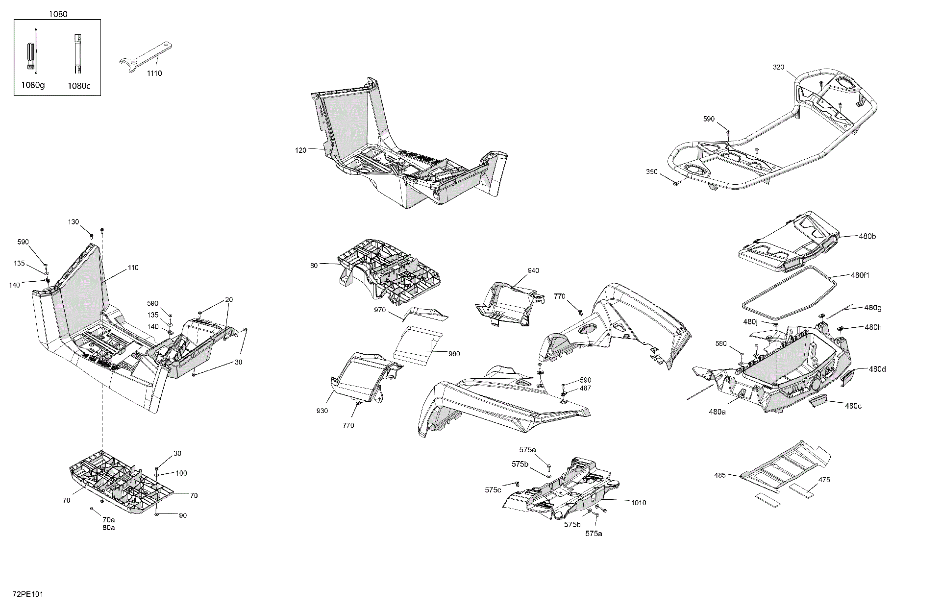 An Image of a Genuine Can-Am Parts Schematic Diagram showing the schematic - BODY - REAR SECTION