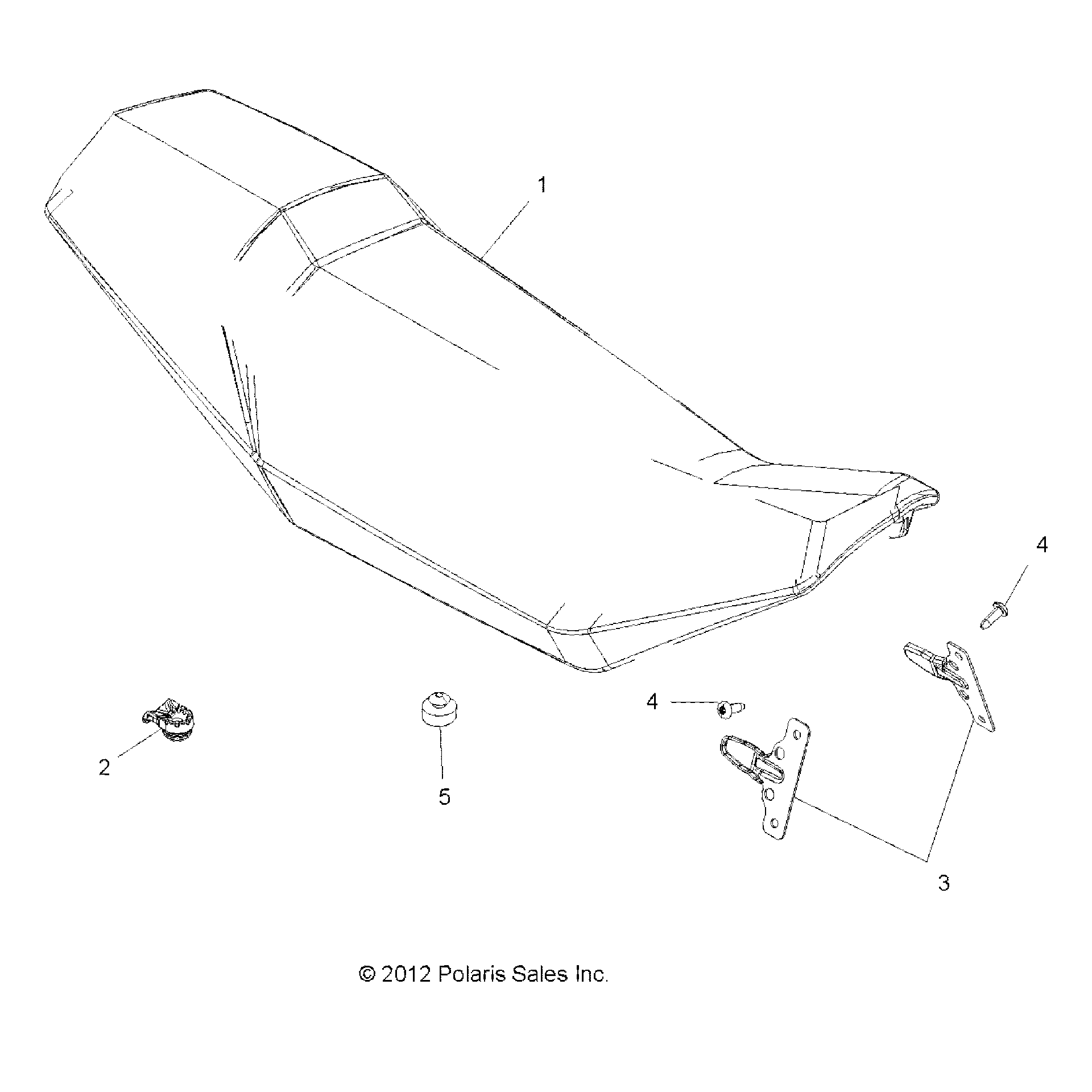 An Image of a Genuine Polaris Parts Schematic Diagram showing the schematic - BODY: SEAT - 2015 POLARIS SCRAMBLER 850