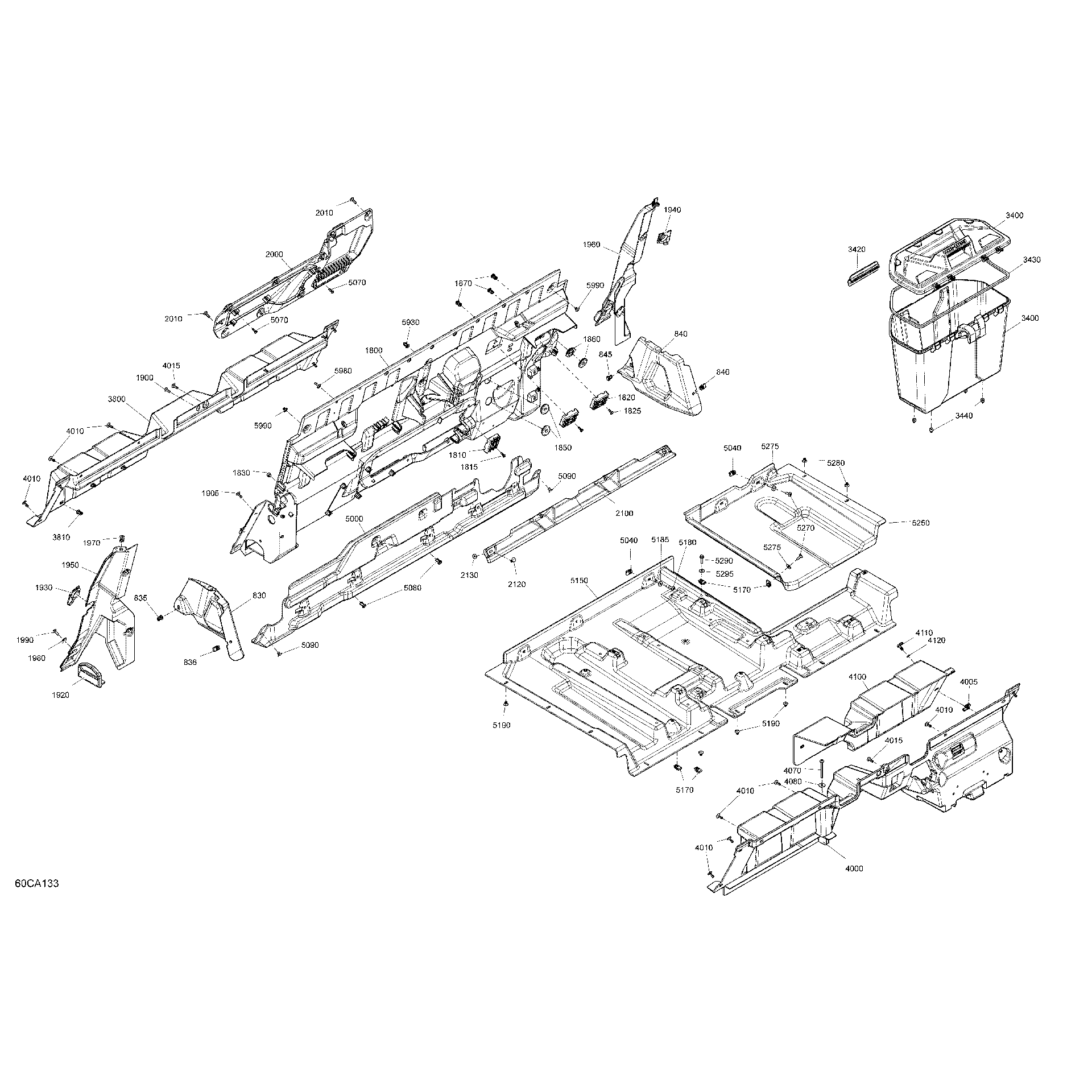An Image of a Genuine Can-Am Parts Schematic Diagram showing the schematic - CAB INTERIOR - BACK WALL