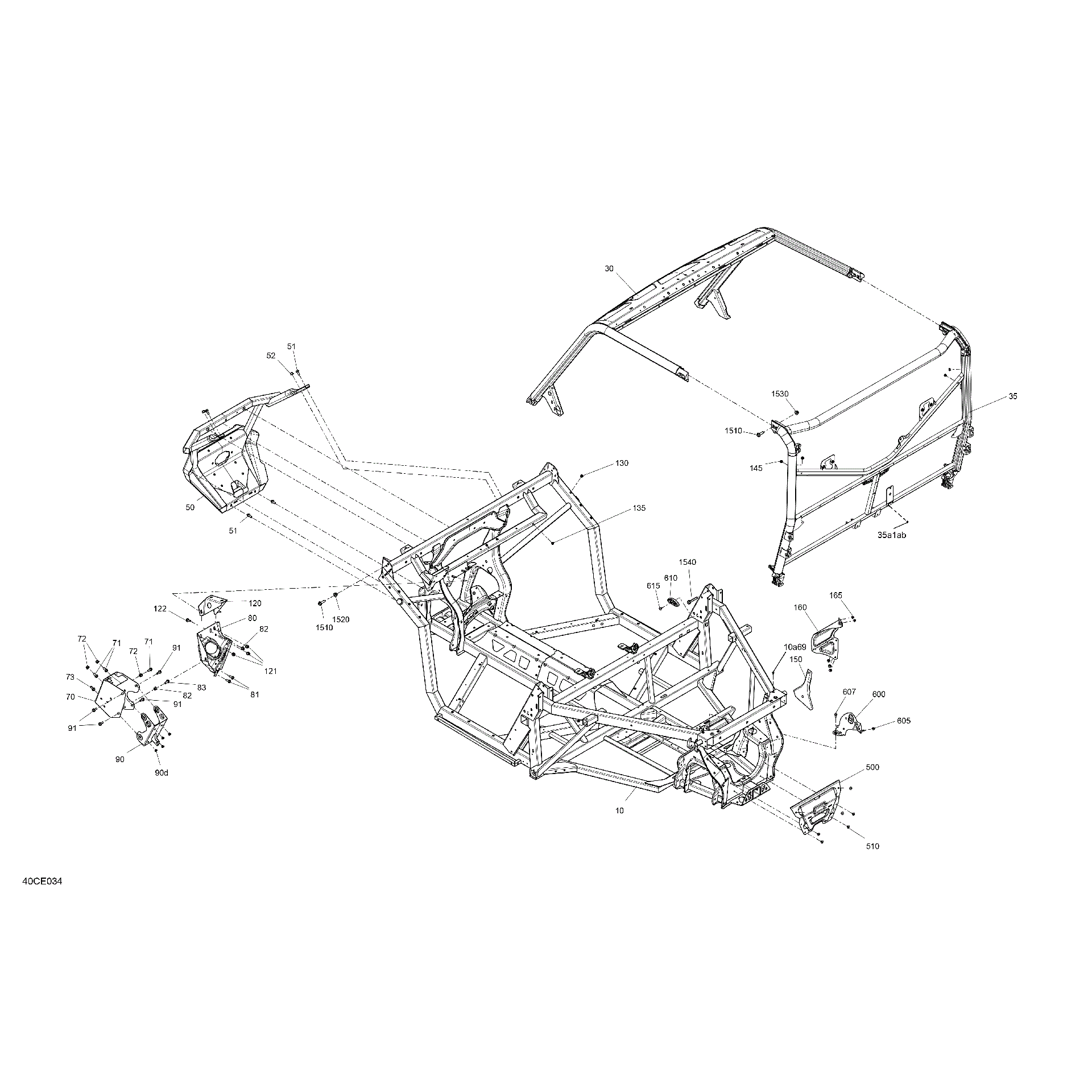 An Image of a Genuine Can-Am Parts Schematic Diagram showing the schematic - FRAME - SYSTEM
