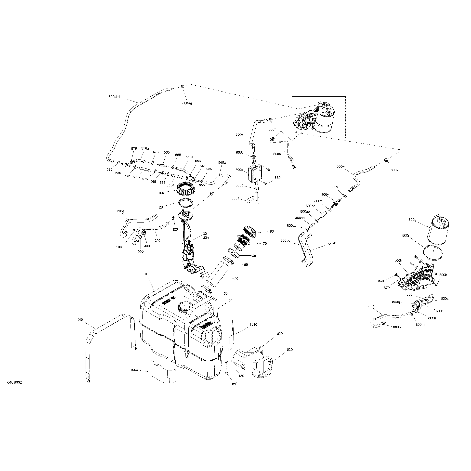 An Image of a Genuine Can-Am Parts Schematic Diagram showing the schematic - ENGINE - FUEL - EVAP