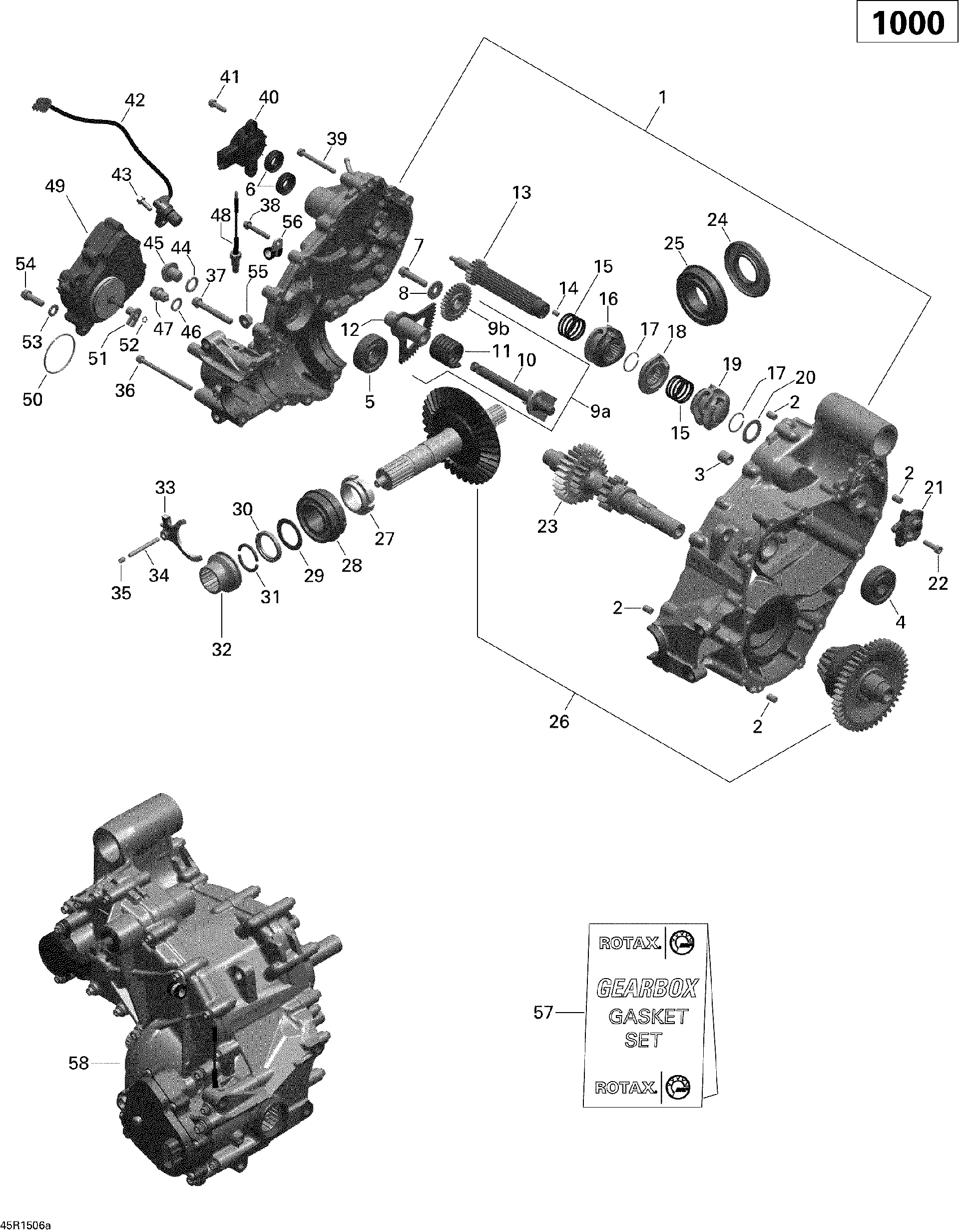 An Image of a Genuine Can-Am Parts Schematic Diagram showing the schematic - GEAR BOX 1_45R1506A