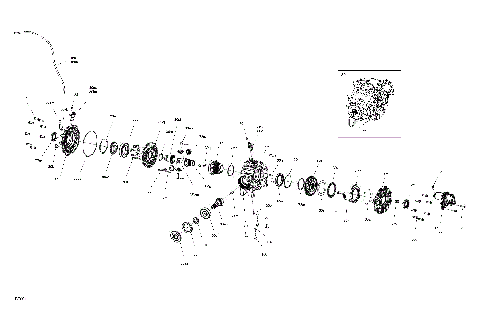 An Image of a Genuine Can-Am Parts Schematic Diagram showing the schematic - DRIVE - FRONT - DIFFERENTIAL PARTS