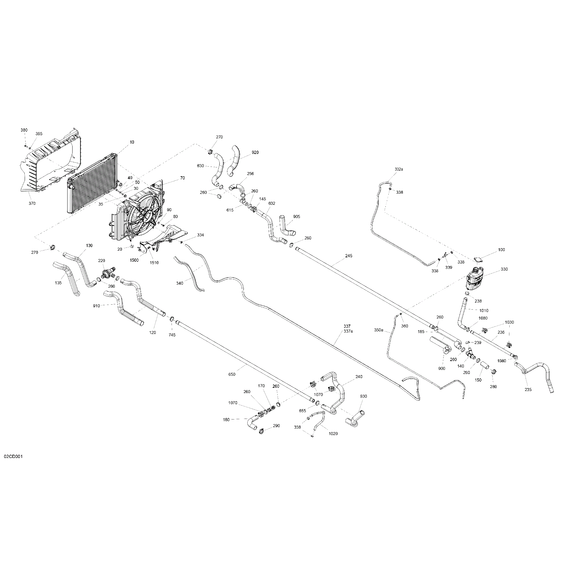 An Image of a Genuine Can-Am Parts Schematic Diagram showing the schematic - ENGINE - COOLING