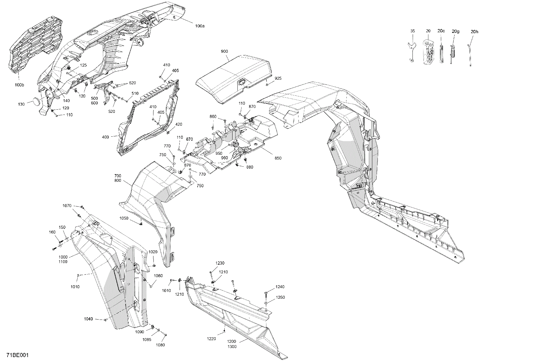 An Image of a Genuine Can-Am Parts Schematic Diagram showing the schematic - BODY - FRONT SECTION
