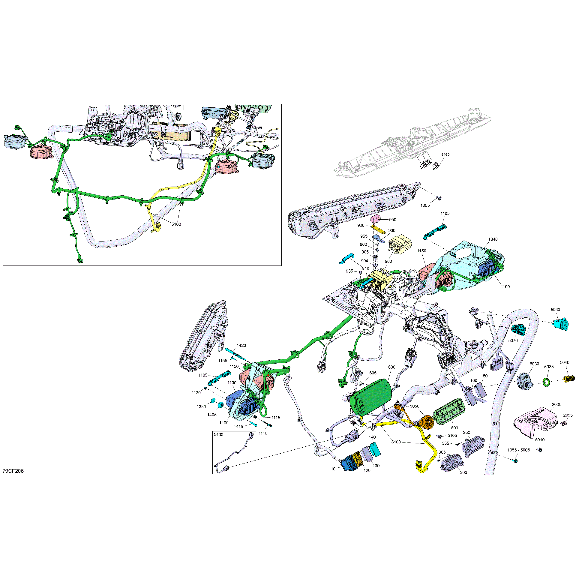 An Image of a Genuine Can-Am Parts Schematic Diagram showing the schematic - ELECTRIC - FRONT SECTION