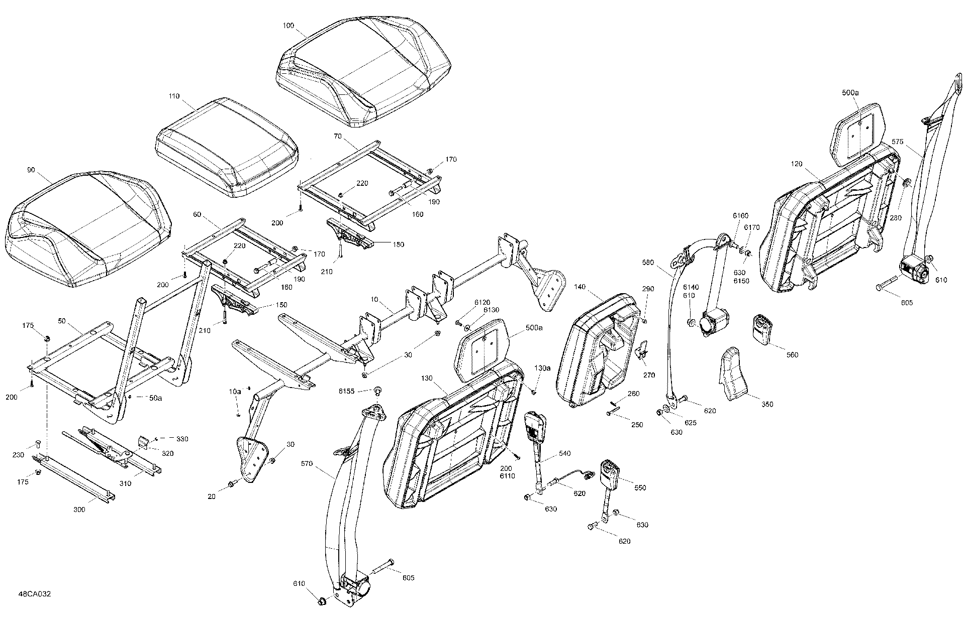An Image of a Genuine Can-Am Parts Schematic Diagram showing the schematic - BODY - SEAT
