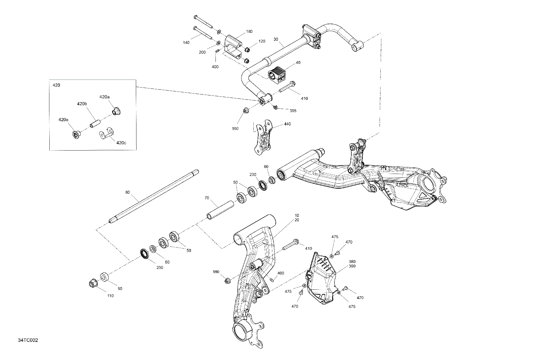 An Image of a Genuine Can-Am Parts Schematic Diagram showing the schematic - SUSPENSION - REAR COMPONENTS