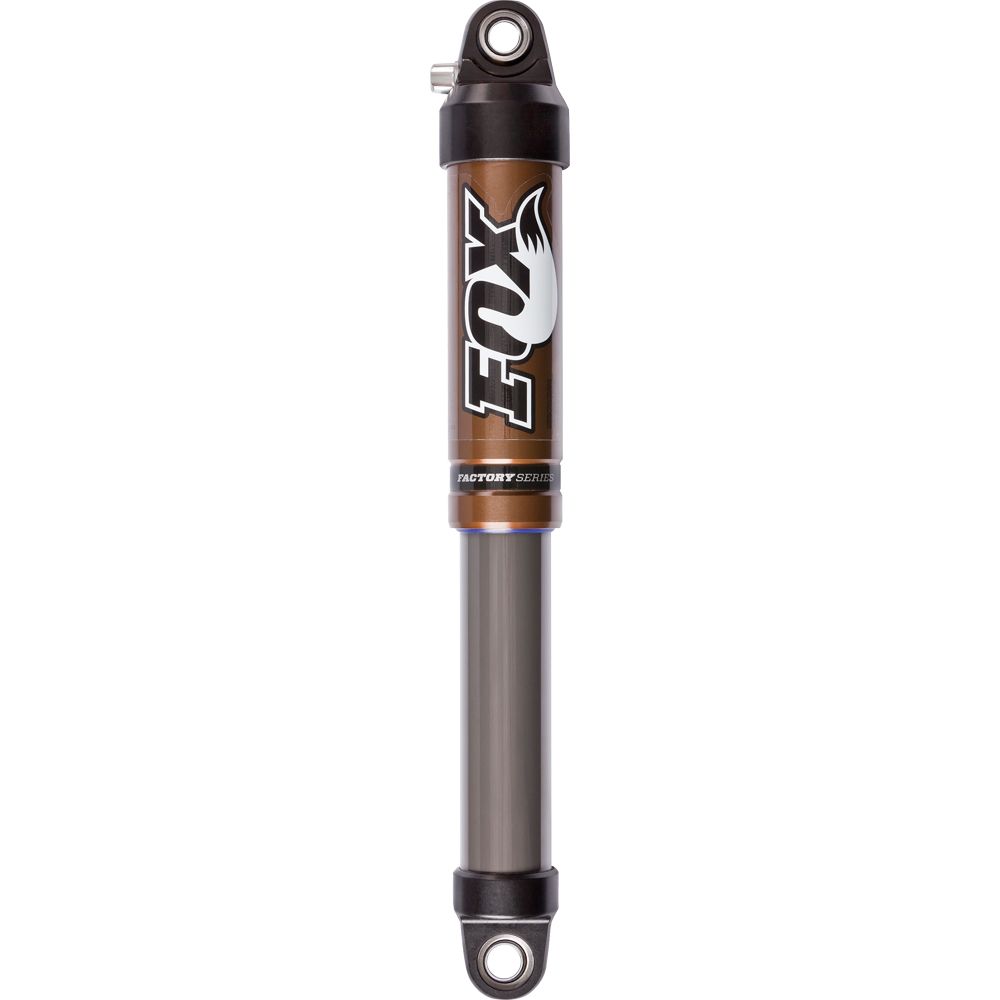 The Honda TRX250 / TRX300 Float 3 Shocks by Fox feature a brown and black body, silver FOX logo, eyelets at both ends for mounting, and are engineered with ultra-lightweight suspension technology for superior performance.